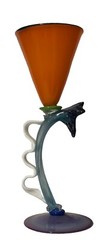 Vintage Post Modern Studio Art Glass 12” H Wine Goblet Sculpture
