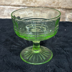 Green Uranium Glass Sherbet Cup Glows Under UV Light