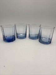 Anchor Hocking Reflections Blue Essex 10 Panel Set Of 4 Rocks Juice Glasses 10oz