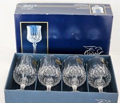 Vintage Cristal d’Arques Longchamp ~6-1/4 Oz Wine Glasses ~Set Of 4 ~6 1/2″~ NIB