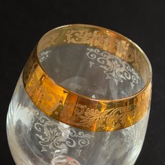Vintage Cellini Crystal Wine Glasses 24K Gold Rim Hand Decorated Italy Set of 4