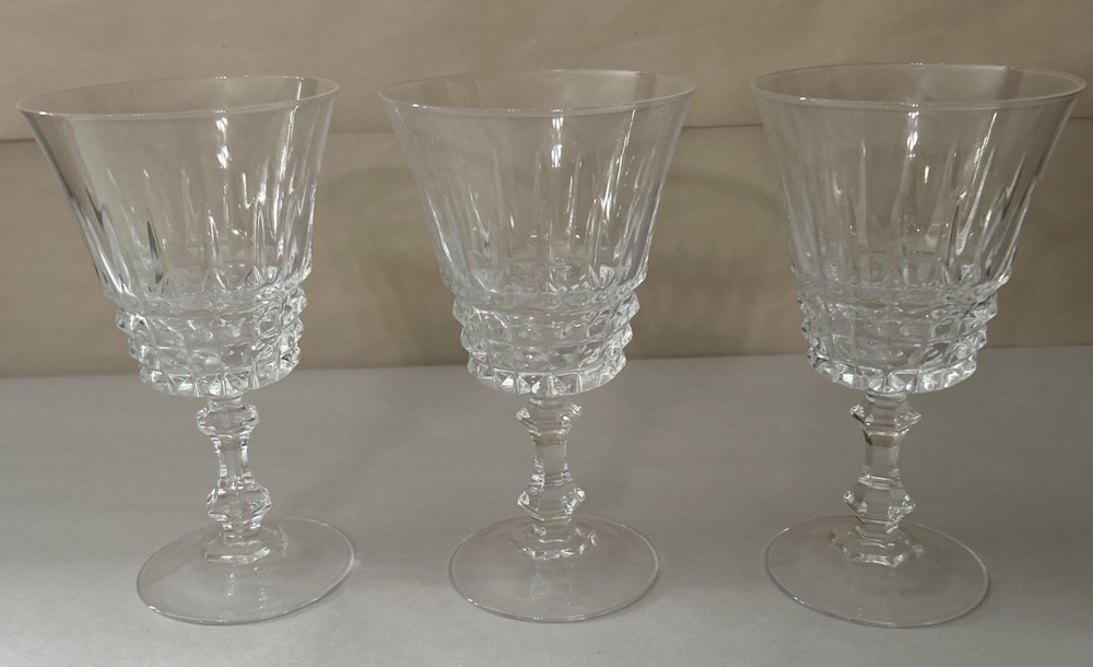 3 Cristal d’Arques Tuileries Villandry Crystal 8 Ounce Water Goblets 6 1/8″