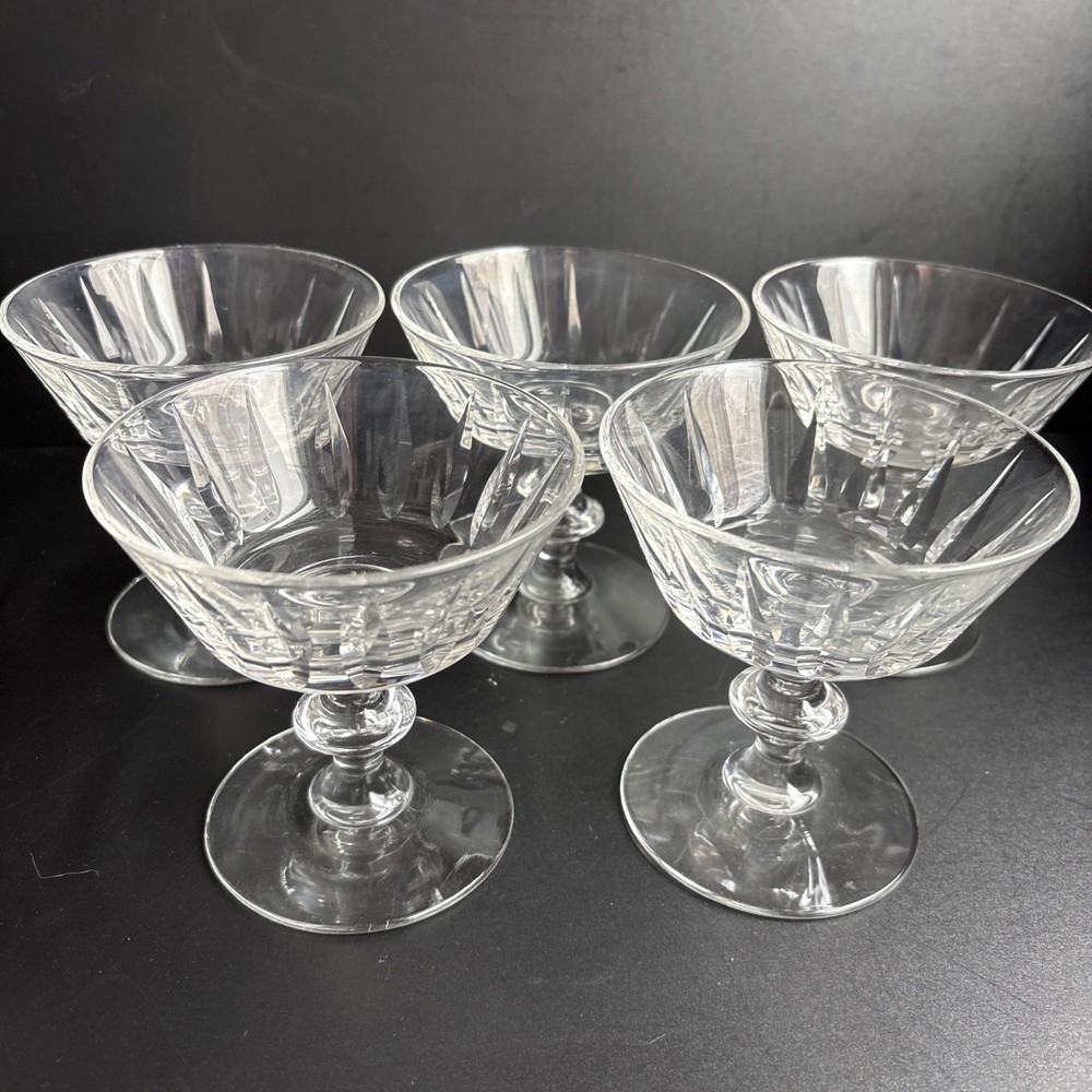 5 Vintage Libbey Crystal Raleigh Tall Sherbet or Champagne Coupe Glasses