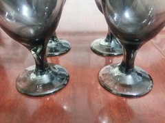 Set Of (4) Libby Smoke Black/Grey Retro Ice Tea/ Water / Wine Goblets