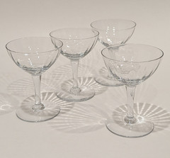 Champagne Cocktail Crystal Glasses Optic Panel Mid-Century Modern Set/4 Vintage