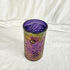 John Cook Iridescent Signed Hand Blown Koi Fish Glass Rare Purple 5.75 Tall 2008