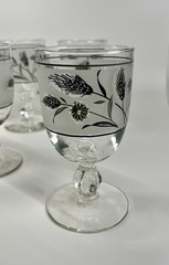(2) Vintage Libbey Silver Leaf Wheat Frosted Goblet Wine/Water Glass MCM 1960’s