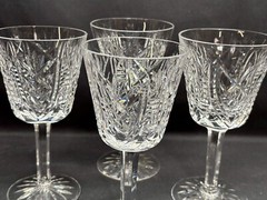 Set of 4 ~ Waterford «CLARE» Crystal Claret Wine Glasses ~ 5 7/8″ Tall