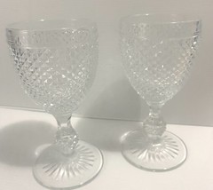Vista Alegre BICOS Clear Wine Glass Water Goblets Diamond Point Hobnail 6.5in