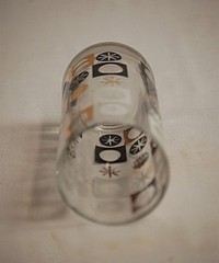 Atomic Flat Glass Tumbler Moon & Stars Abstract Designs 5-1/2″ Vintage MCM