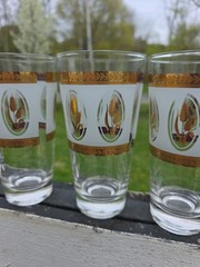 Lot Of 6 Vtg Brockway Glass Co. Tumbler Glass Golden Wheat Frosted 12 oz