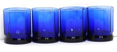 4 Vintage-Anchor Hocking-Essex Cobalt Blue-Double Old-Fashioned Octagon Tumblers