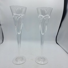 Waterford Wishes Love & Romance Cut Crystal Champagne Toasting Flutes 11″ Set