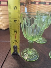 3 Vtg Colonial “Knife & Fork” Green 4-1/2” 3 Oz Tumblers 1934-1936 Uranium