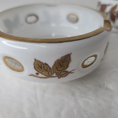 Bohemian Gold Gilt White Cut Out 3.25″ Tumbler and Ashtray 4″
