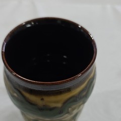Tom Turner Turner Lane Ceramic Tumbler Green Brown Beige Round ~13cm Impressed