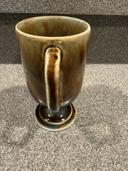 Wade Pottery Irish Coffee Pedestal Mug Cup Drip Glaze Green Brown Blue