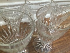 Set of 5 Hazel Atlas Starlite Clear Glass Stem Footed Wine Goblets 5.5″ tall