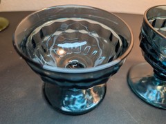 Vintage MCM Whitehall Riviera Blue Champagne/Tall Sherbet Pressed Glass (2)