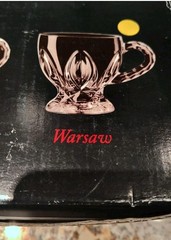 Irena Heavy Clear Crystal Glass Tea Coffee Cups Made in Poland (Set of 6),NEW!