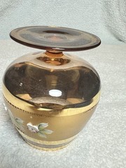 Czech Bohemian Brandy Gold Floral Goblet *READ