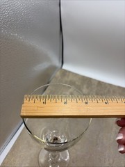 Hollywood Regency Style/Type Wine Glass Ribbed Bands And Clear Stems 8” Tall