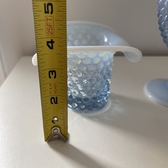 Duncan Miller Moonstone/ Blue Hobnail Opalescent Goblet And Hat