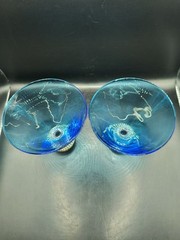 2 Blue Crystal Diamond Studded Martini Glasses