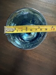 Blue Iridescent Carnival Glass Grape & Leaf Goblet Cup 4in Tall x 4in Dia