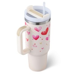 40 Oz Tumbler With Handle Straw Insulated, Stainless Steel Spill Proof Vacuum Co