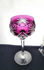 Nachtmann Antika pattern Amethyst Cut to Clear Lead Crystal Wine Hock 7″ Germany