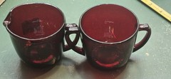 Vintage Anchor Hocking Royal Ruby Red Glass Cream & Sugar Set
