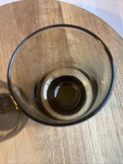 Vintage Libbey Tawny Accent 11 Oz Tumblers (2) Smoke Brown Amber Retro Barware