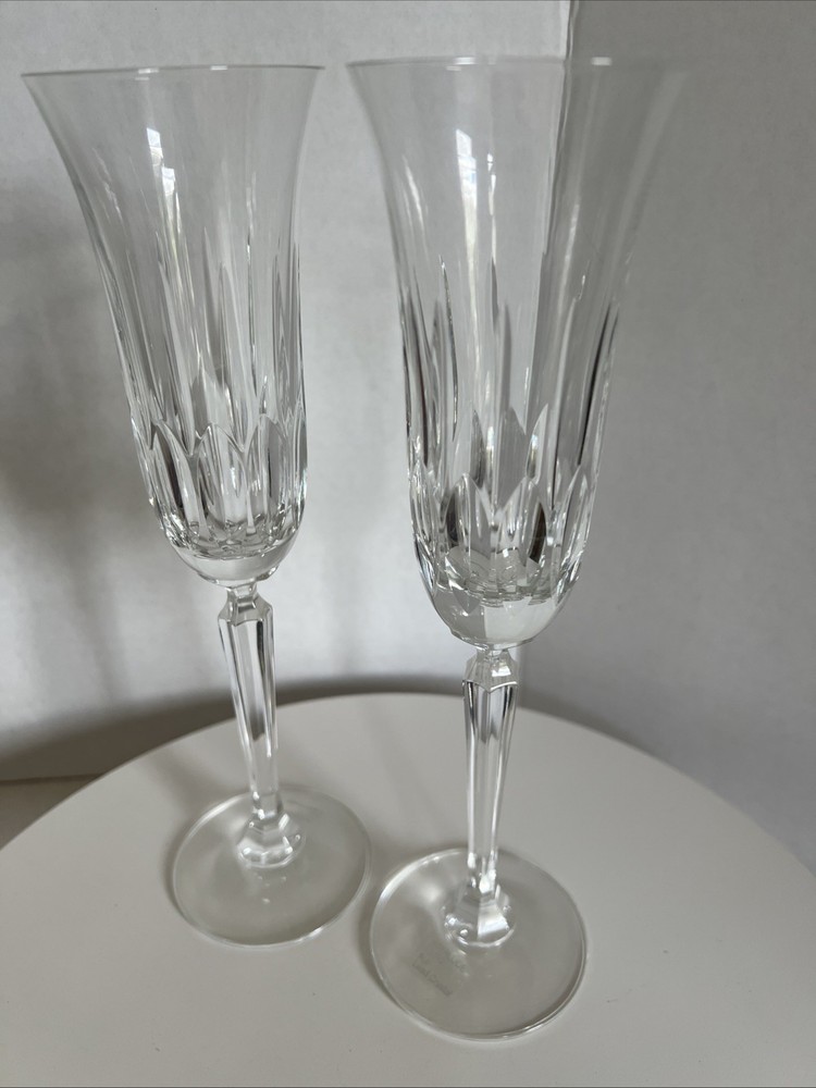 Mikasa INTERLUDE Crystal Toasting Champagne Flutes 9.75″ Vintage Georgeous