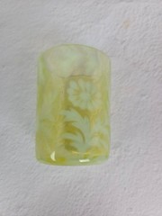 Fenton Daisy & Fern Topaz Vaseline Glass Tumbler – Excellent Condition 3.5″