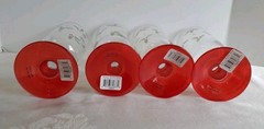 Studio Nova Holly Berry Red 4 Iced Tea Glasses 20 oz Christmas Red Stem Vtg