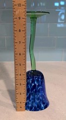 Royal Danube Art Glass Blue Confetti Long Green Stem Tulip Wine Glass 💙💚