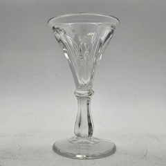1880 Vintage Clear Pressed Glass Cordial Stem Paneled Victorian Barware