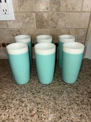 Vintage Bolero Thermoware Tumblers Set of 6 Teal Turquoise #E83