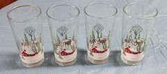 *8* Winter Scene Drinking Tumblers Christmas Sleigh Horse Snow CABIN IN SNOW