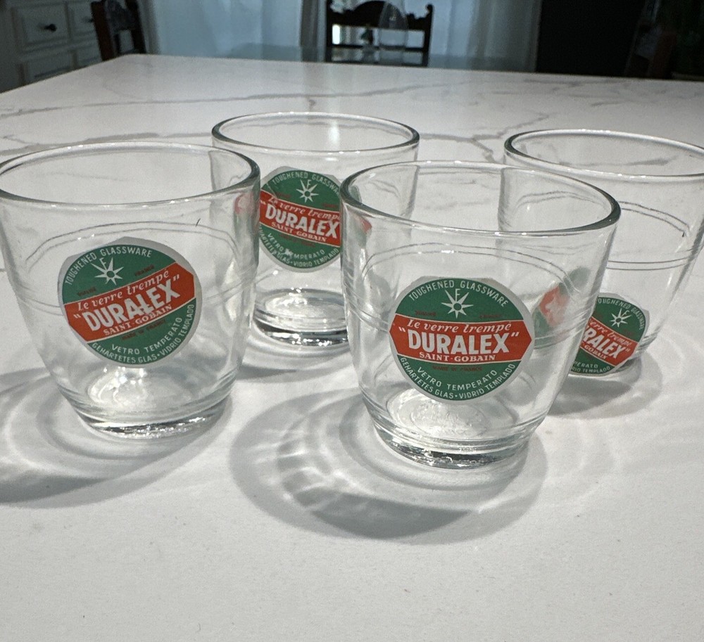 Set 4 Vintage Duralex France Gigogne Glass Tumbler Drinking Glasses 3 ounces