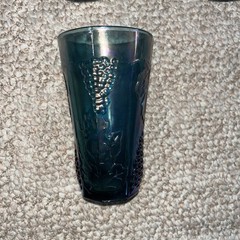 4 Vintage Indiana Glass Harvest Grape Iridescent Blue Carnival Tumblers 5 3/4”