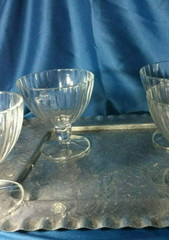 ONE Crystal D’Arques facet stem glass France Ice Cream fruit bowl Quadro 4.75»