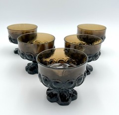 Set of 5 Franciscan Madeira Smoke Brown Goblets Mid Century Modern MCM Barware