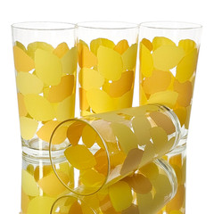 VTG Libbey Lemon Yellow Glass Tumblers Set of 4 Large 16oz Iced Tea Glasses 6.5″