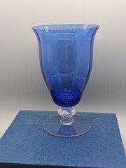 HC FRY 7541 Lot 2 Royal Blue Cobalt Footed Water Wine Glass Twist Stem Optic