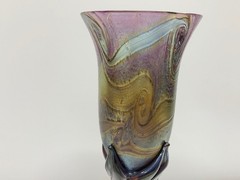 Australia Art Nouveau COLIN HEANEY GLASS Pair Wine glass Tall 8.8in Signed Rare!