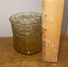 Libbey Artica Gold On the Rocks Textured Glass Tumbler MCM Retro