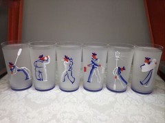 French Art Deco Sailor Frosted Glass Tom Collins Highball Glass – Set Of 6 -RARE