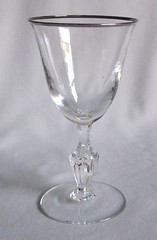 Wine Goblet Vintage Peedee Glass Pattern PCY1 Bubble Stem Platinum Trim 5 3/4″